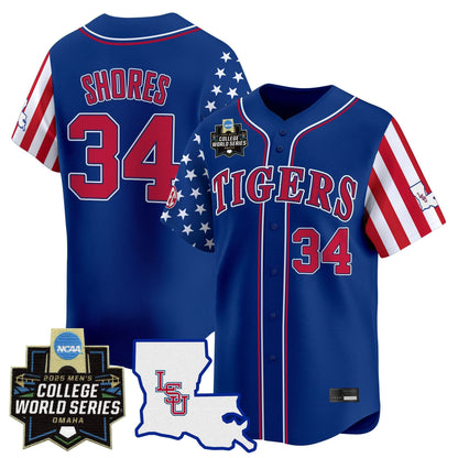 Men's LSU Tigers 2025 Independence Day Vapor Premier Limited Jersey - World Series Patch - All Stitched