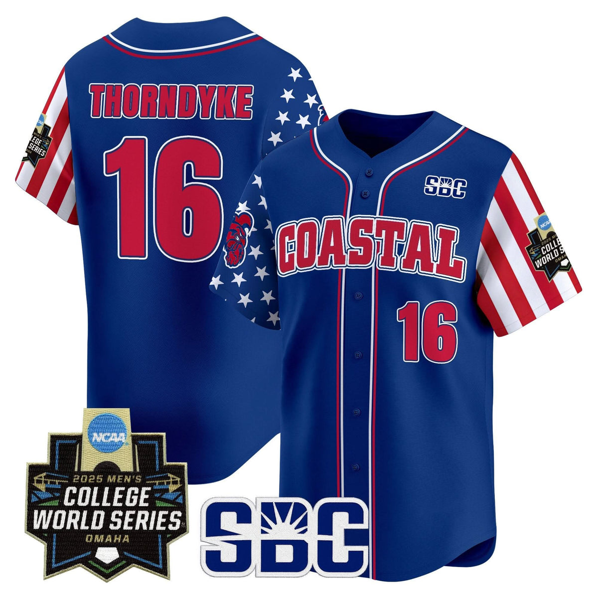 Men's Coastal Carolina Chanticleers 2025 Independence Day Vapor Premier Limited Jersey - World Series Patch - All Stitched