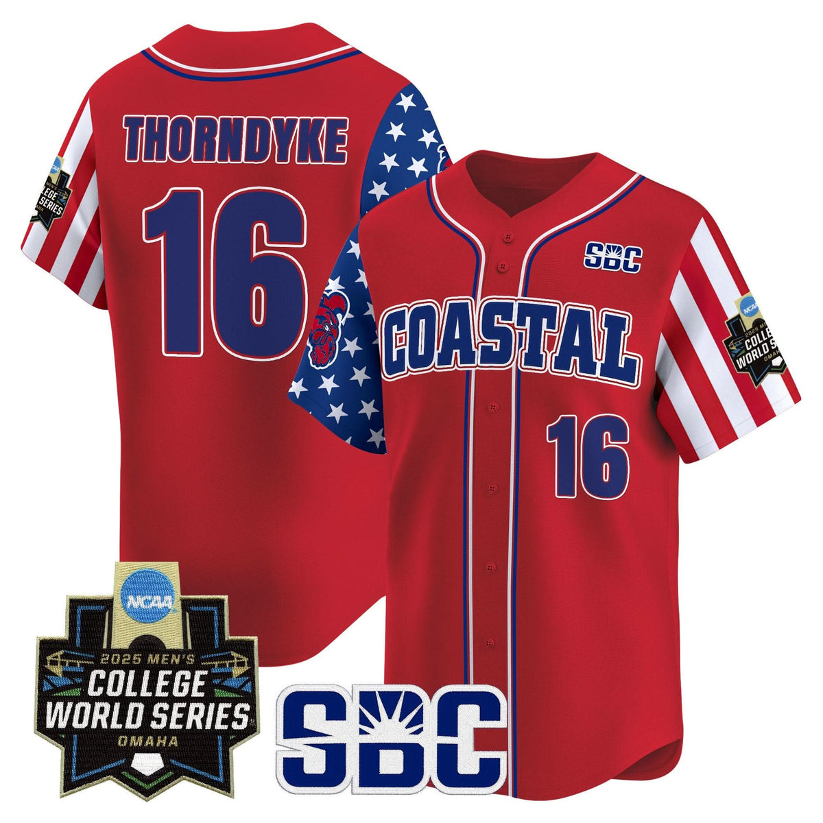 Men's Coastal Carolina Chanticleers 2025 Independence Day Vapor Premier Limited Jersey - World Series Patch - All Stitched