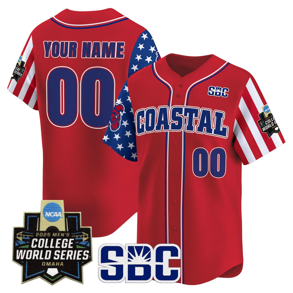 Coastal Carolina Chanticleers 2025 Independence Day Vapor Premier Limited Custom Jersey - World Series Patch - All Stitched