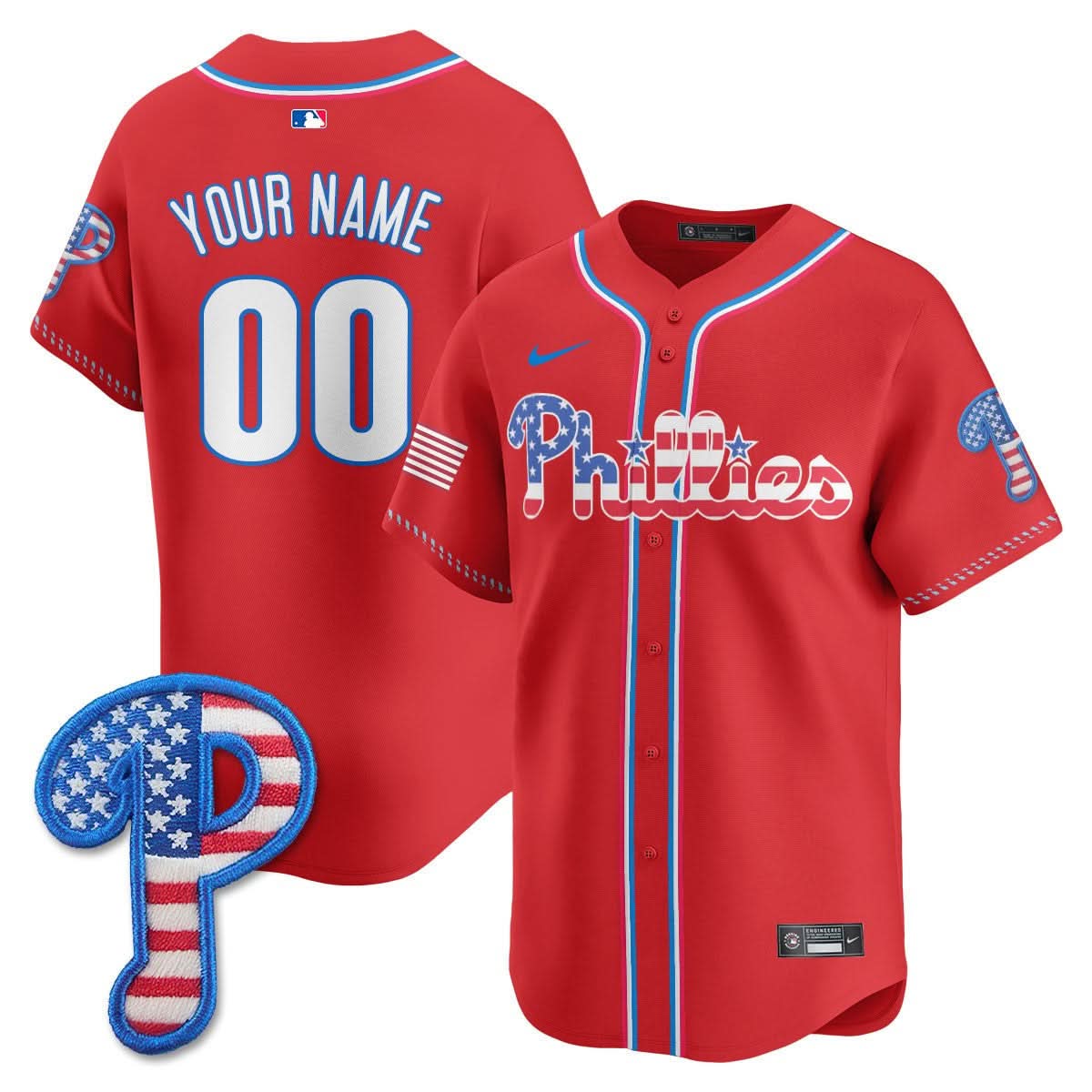 Philadelphia Phillies 2025 Fourth of July Vapor Premier Limited Custom Jersey - All Stitched