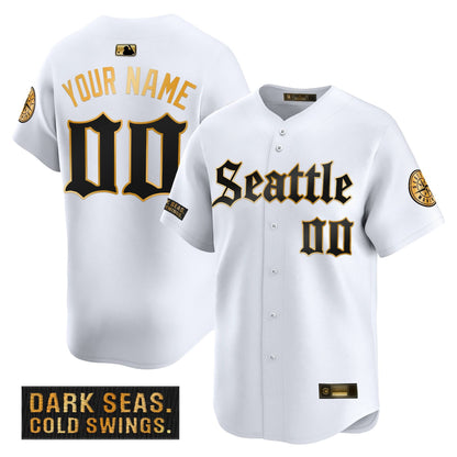 Seattle Mariners 'Deep Sea Gothic Edition' Gold Vapor Premier Limited Custom Jersey - All Stitched