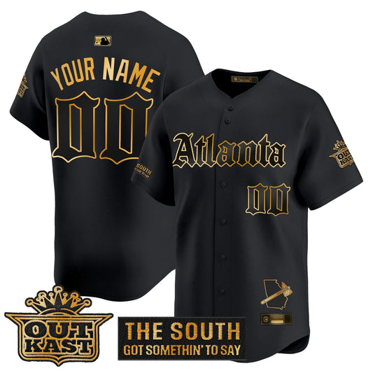 Atlanta Braves 'Gothic South x Outkast Edition' Gold Vapor Premier Limited Custom Jersey - All Stitched