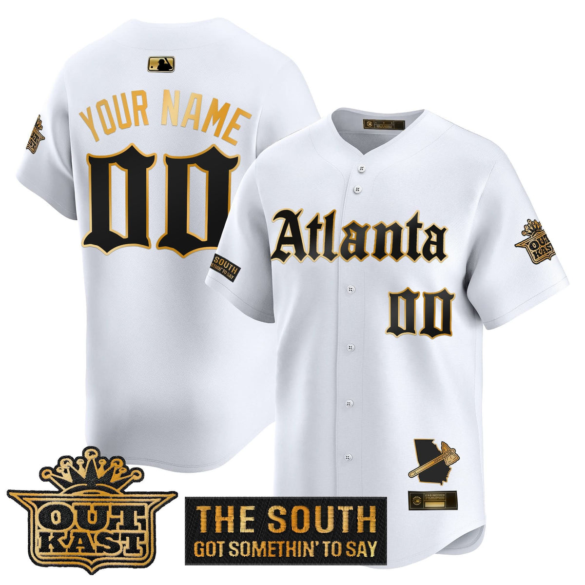 Atlanta Braves 'Gothic South x Outkast Edition' Gold Vapor Premier Limited Custom Jersey - All Stitched