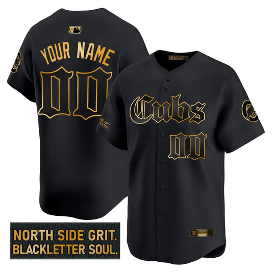 Chicago Cubs 'Gothic North Side Edition' Gold Vapor Premier Limited Custom Jersey - All Stitched