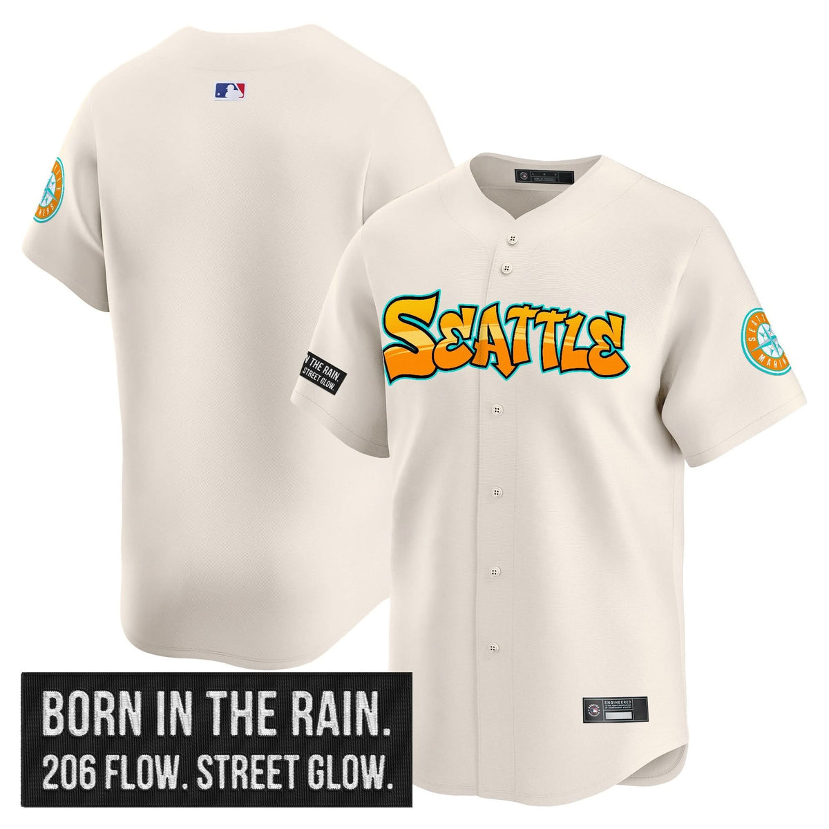 Men's Seattle Mariners 'Graffiti Emerald Drop Edition' Vapor Premier Limited Jersey - All Stitched