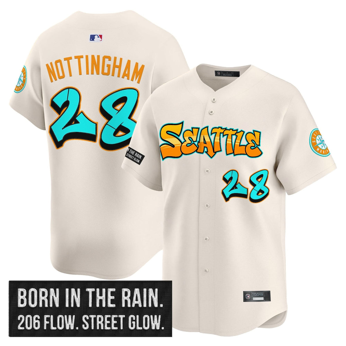 Men's Seattle Mariners 'Graffiti Emerald Drop Edition' Vapor Premier Limited Jersey - All Stitched