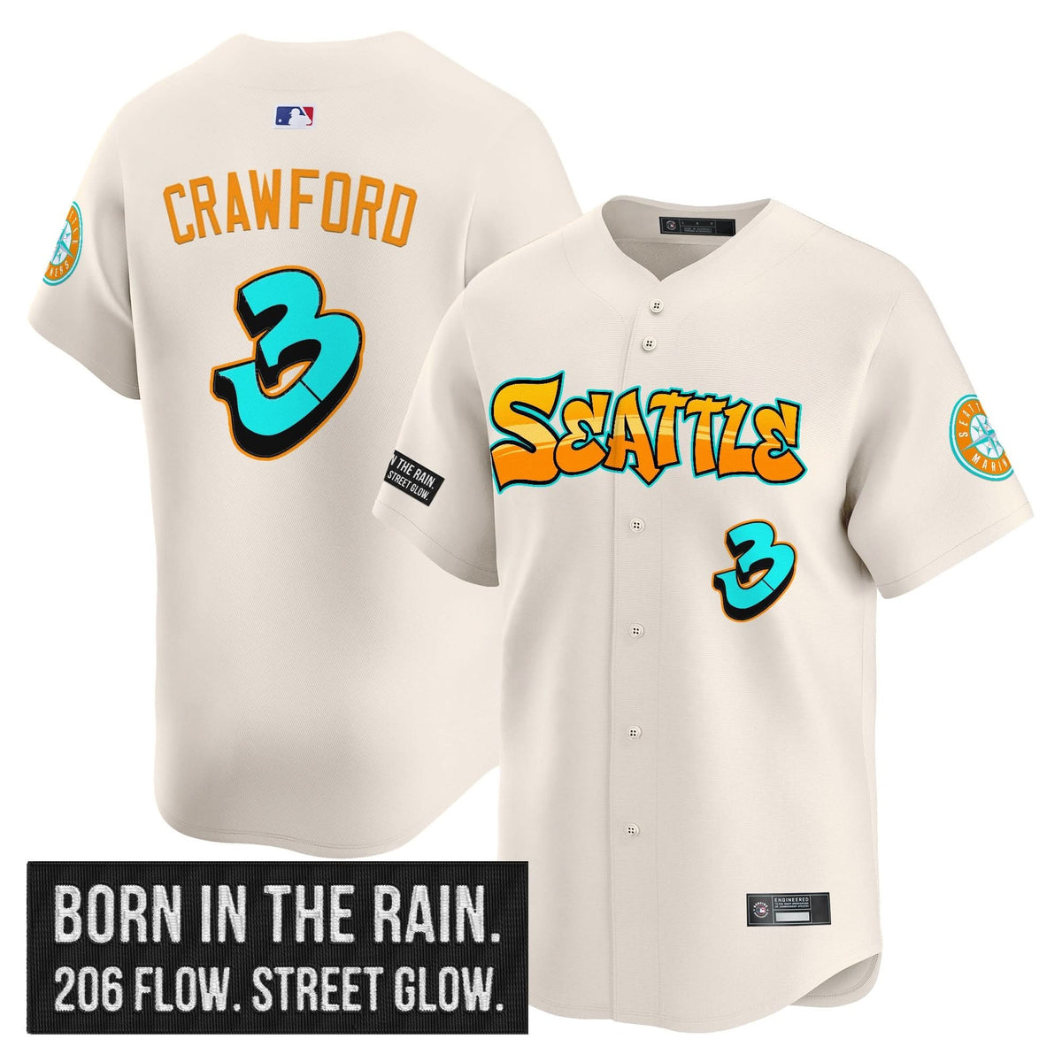 Men's Seattle Mariners 'Graffiti Emerald Drop Edition' Vapor Premier Limited Jersey - All Stitched