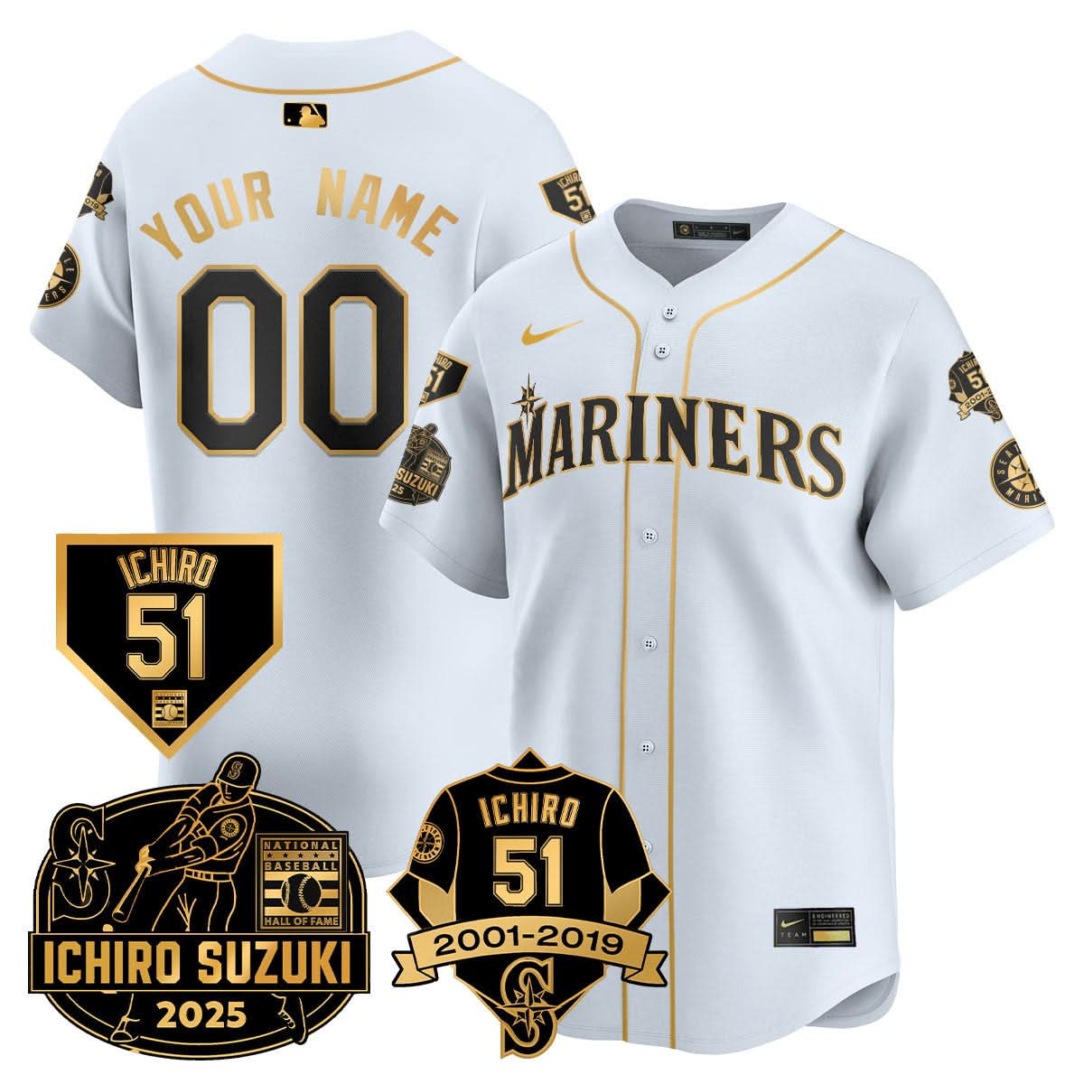 Seattle Mariners Ichiro Number Retirement Custom Jersey - All Stitched