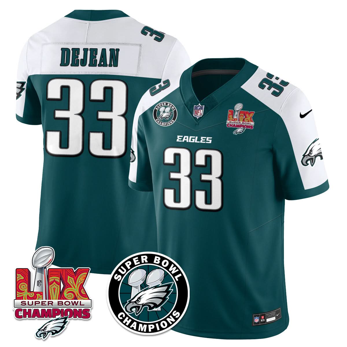 Men's Philadelphia Eagles Super Bowl LIX Champions Jersey - All Stitched