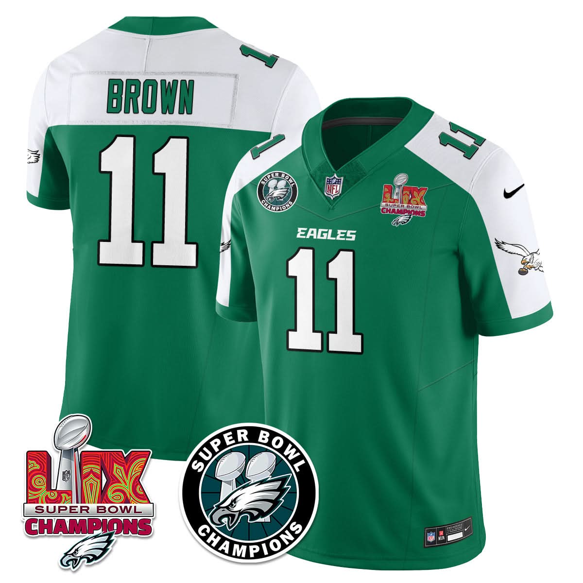 Men's Philadelphia Eagles Super Bowl LIX Champions Jersey - All Stitched