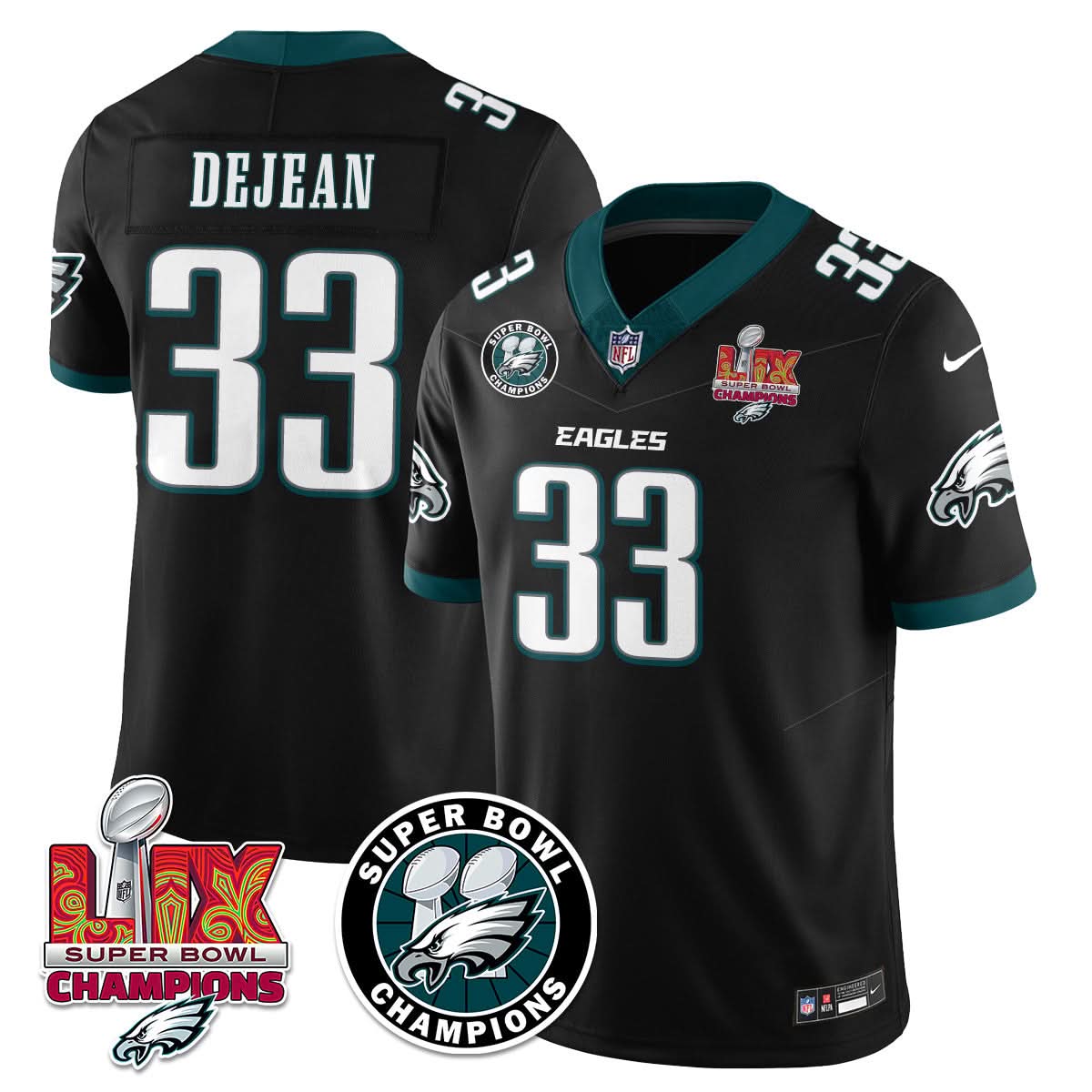 Men's Philadelphia Eagles Super Bowl LIX Champions Jersey - All Stitched