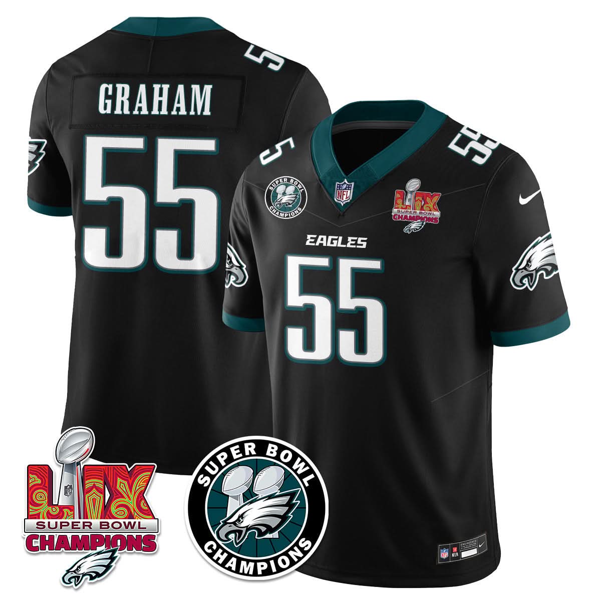 Men's Philadelphia Eagles Super Bowl LIX Champions Jersey - All Stitched