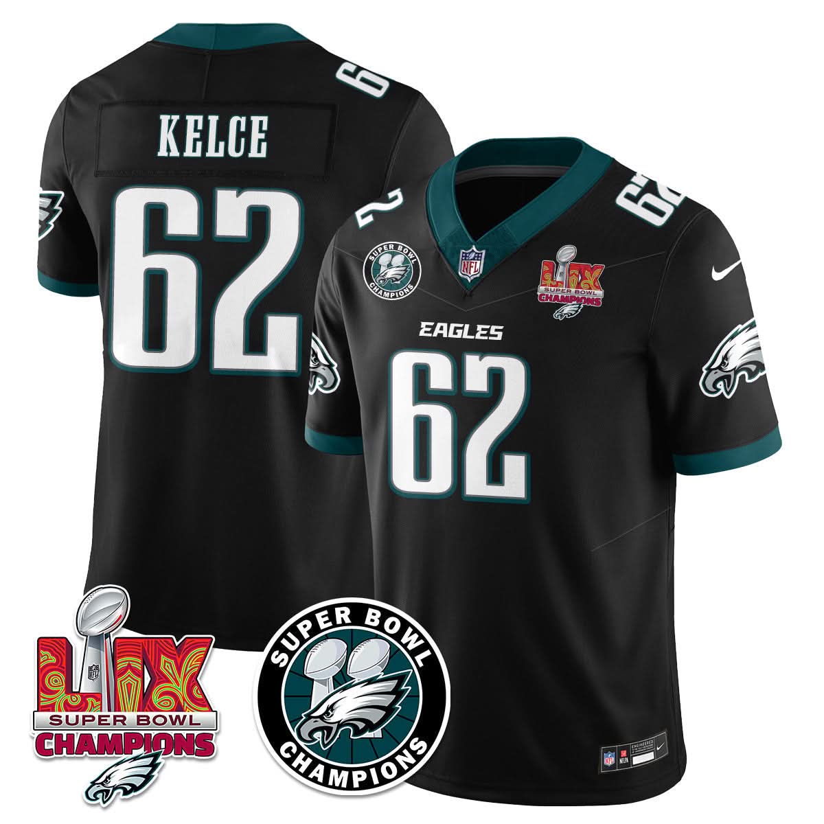 Men's Philadelphia Eagles Super Bowl LIX Champions Jersey - All Stitched