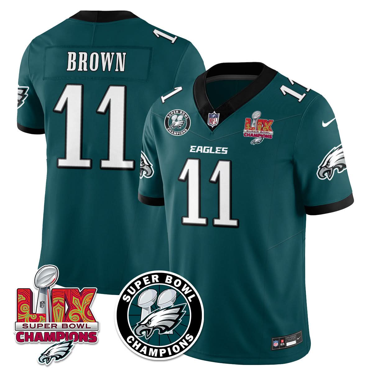 Men's Philadelphia Eagles Super Bowl LIX Champions Jersey - All Stitched
