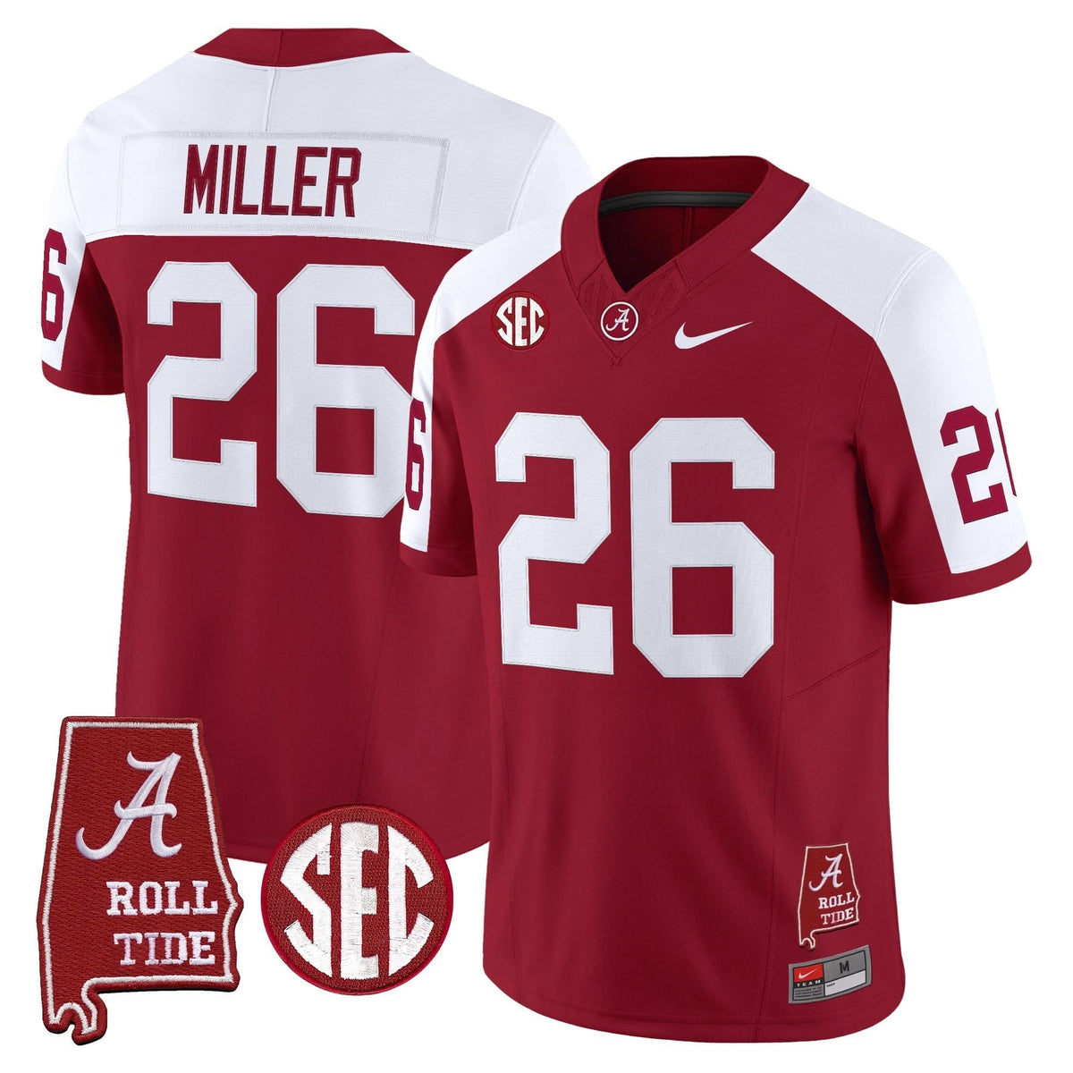 Men's Alabama Crimson Tide Throwback Vapor Limited Jersey - Alabama Map - All Stitched