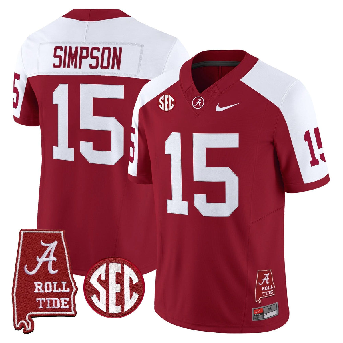 Men's Alabama Crimson Tide Throwback Vapor Limited Jersey - Alabama Map - All Stitched
