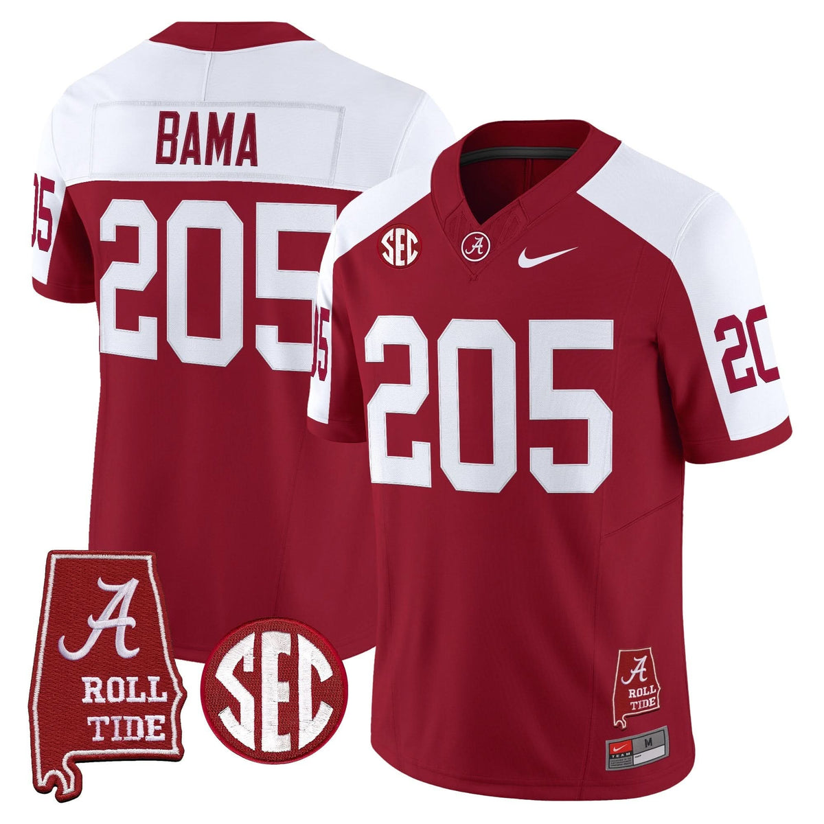 Men's Alabama Crimson Tide Throwback Vapor Limited Jersey - Alabama Map - All Stitched