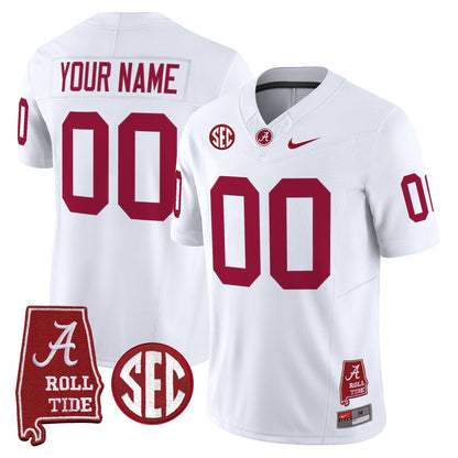 Alabama Crimson Tide Throwback Vapor Limited Custom Jersey - Alabama Map - All Stitched