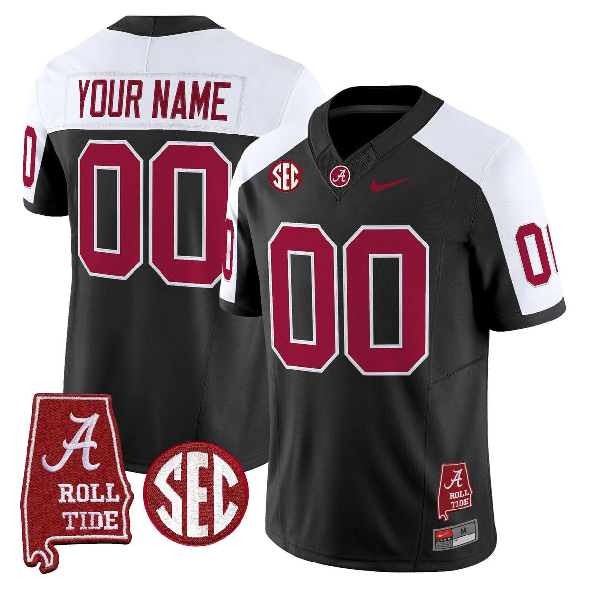 Alabama Crimson Tide Throwback Vapor Limited Custom Jersey - Alabama Map - All Stitched