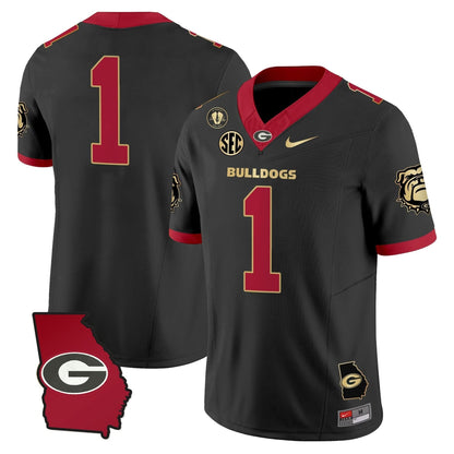 Men's Georgia Bulldogs 2025 Georgia Map & Vince Dooley Patch Vapor Limited Jersey - All Stitched