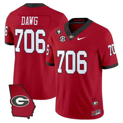 Men's Georgia Bulldogs 2025 Georgia Map & Vince Dooley Patch Vapor Limited Jersey - All Stitched