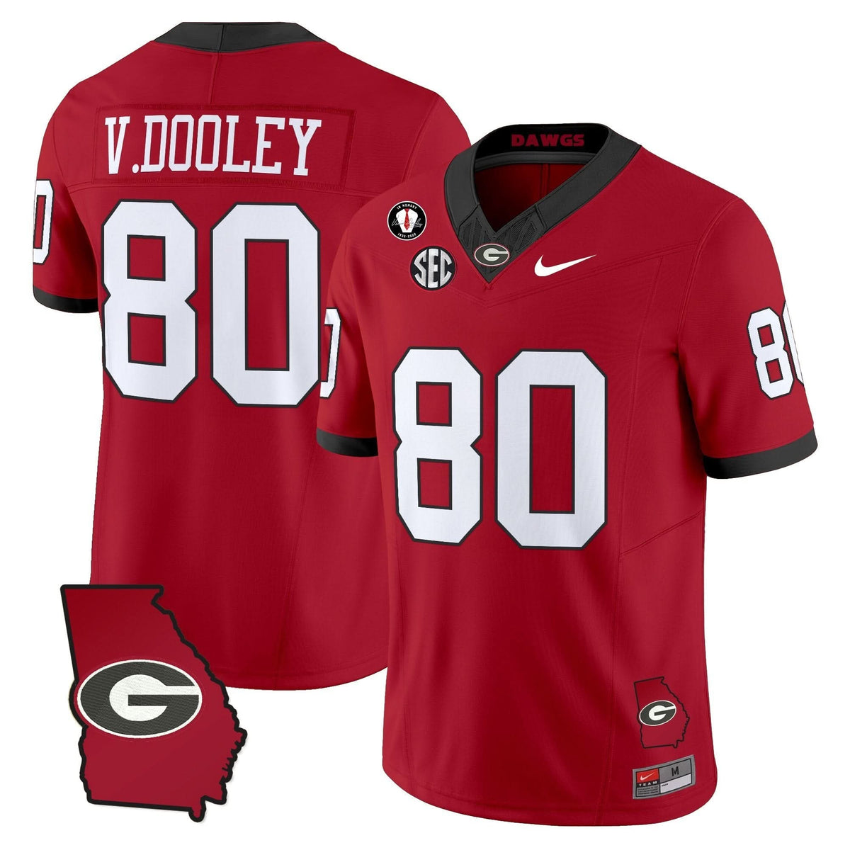 Men's Georgia Bulldogs 2025 Georgia Map & Vince Dooley Patch Vapor Limited Jersey - All Stitched