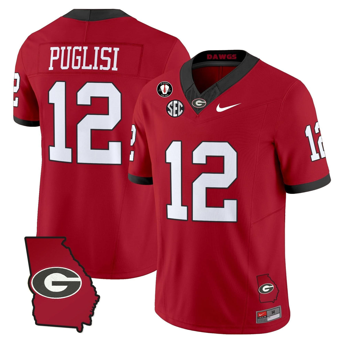 Men's Georgia Bulldogs 2025 Georgia Map & Vince Dooley Patch Vapor Limited Jersey - All Stitched