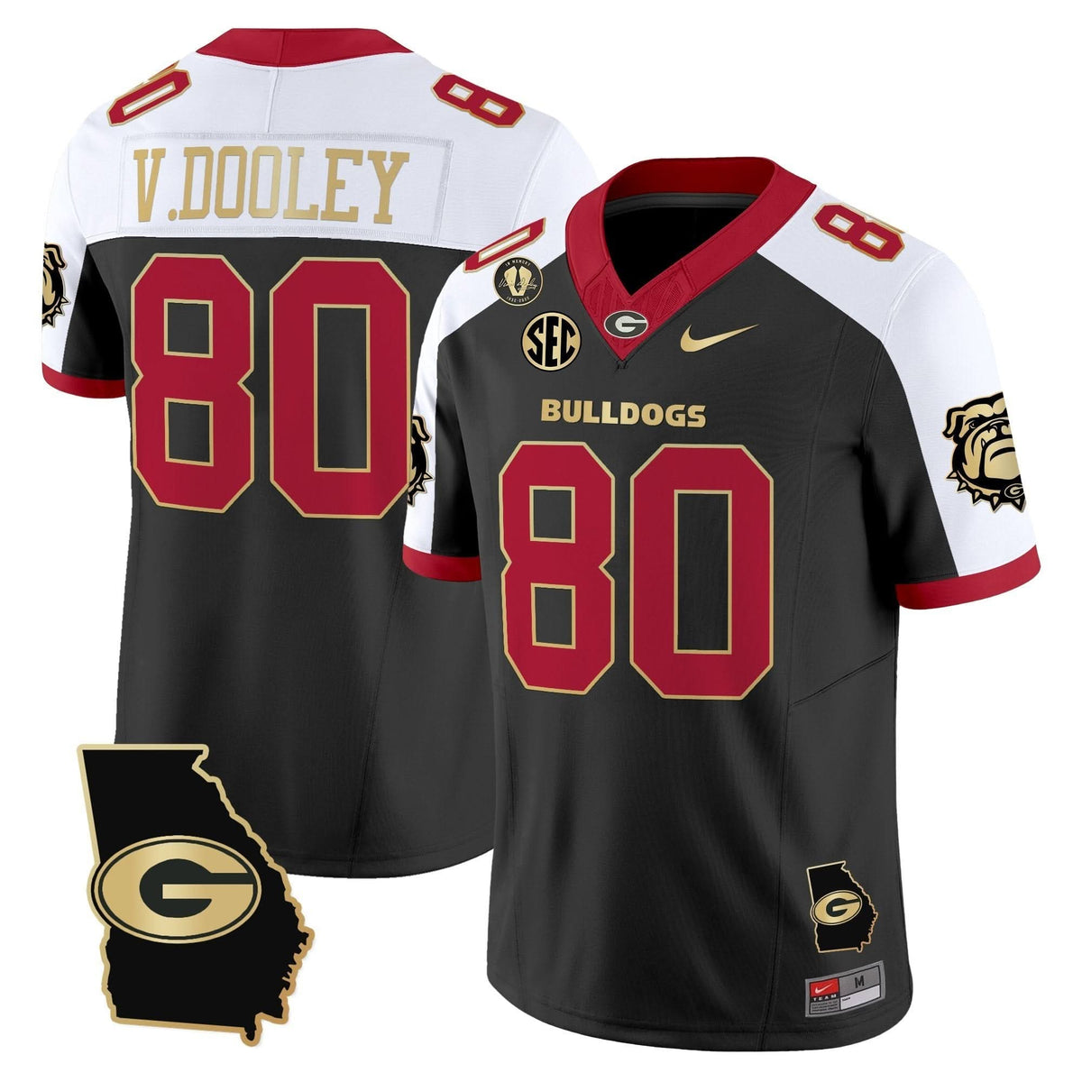 Men's Georgia Bulldogs 2025 Georgia Map & Vince Dooley Patch Vapor Limited Jersey - All Stitched