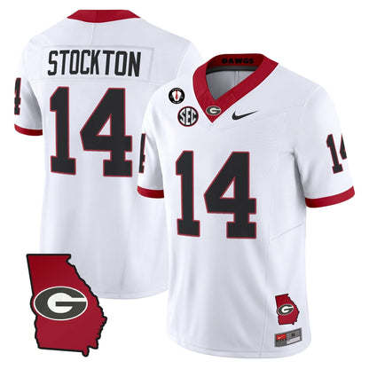 Men's Georgia Bulldogs 2025 Georgia Map & Vince Dooley Patch Vapor Limited Jersey - All Stitched