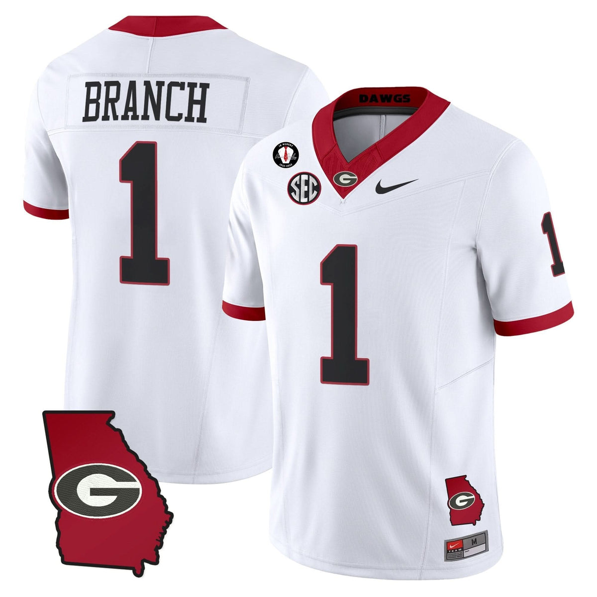 Men's Georgia Bulldogs 2025 Georgia Map & Vince Dooley Patch Vapor Limited Jersey - All Stitched