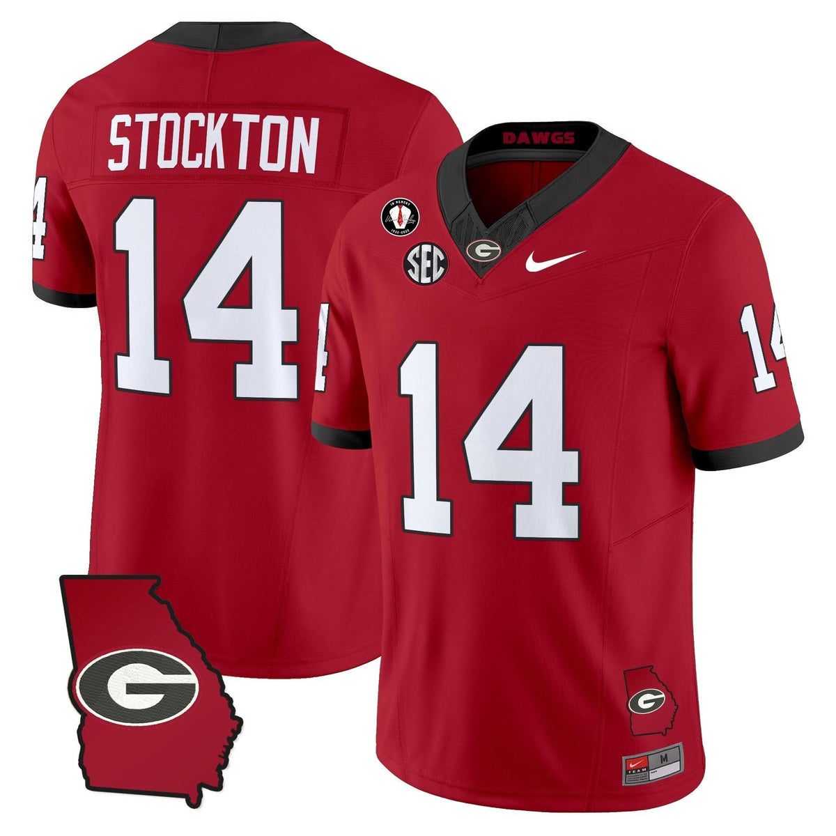 Men's Georgia Bulldogs 2025 Georgia Map & Vince Dooley Patch Vapor Limited Jersey - All Stitched