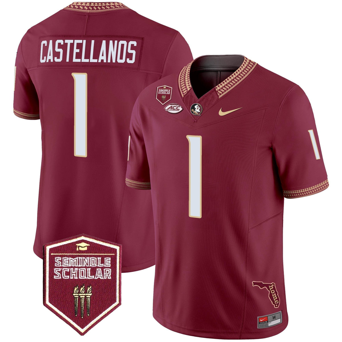 Men's Florida State Seminoles 2025 Seminole Scholar Patch Vapor Limited Jersey - All Stitched