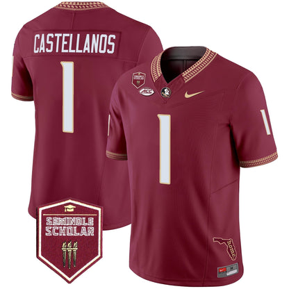 Men's Florida State Seminoles 2025 Seminole Scholar Patch Vapor Limited Jersey - All Stitched