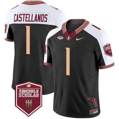Men's Florida State Seminoles 2025 Seminole Scholar Patch Vapor Limited Jersey - All Stitched