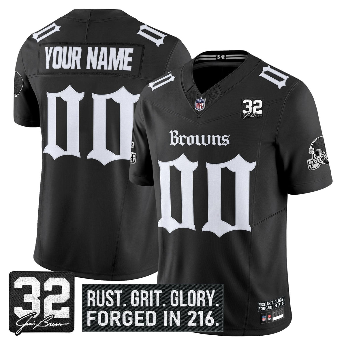 Cleveland Browns 'Gothic Dawg Shadows Drop' Vapor Limited Custom Jersey - All Stitched