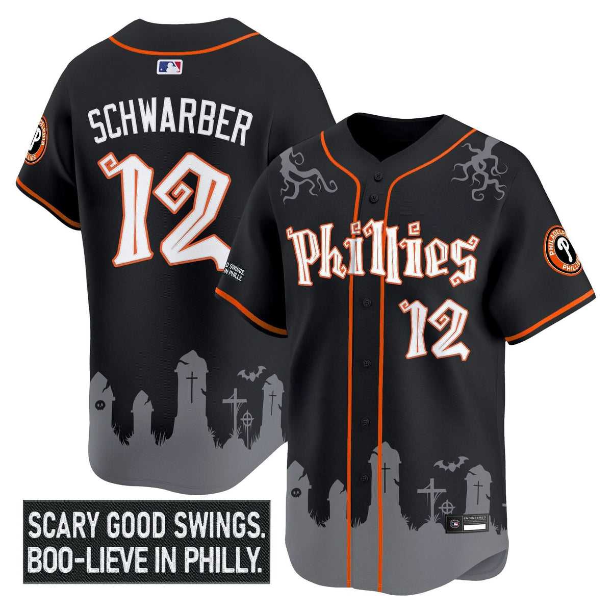 Men's Philadelphia Phillies 'Halloween Spooky Edition' Premier Limited Jersey - Stitched