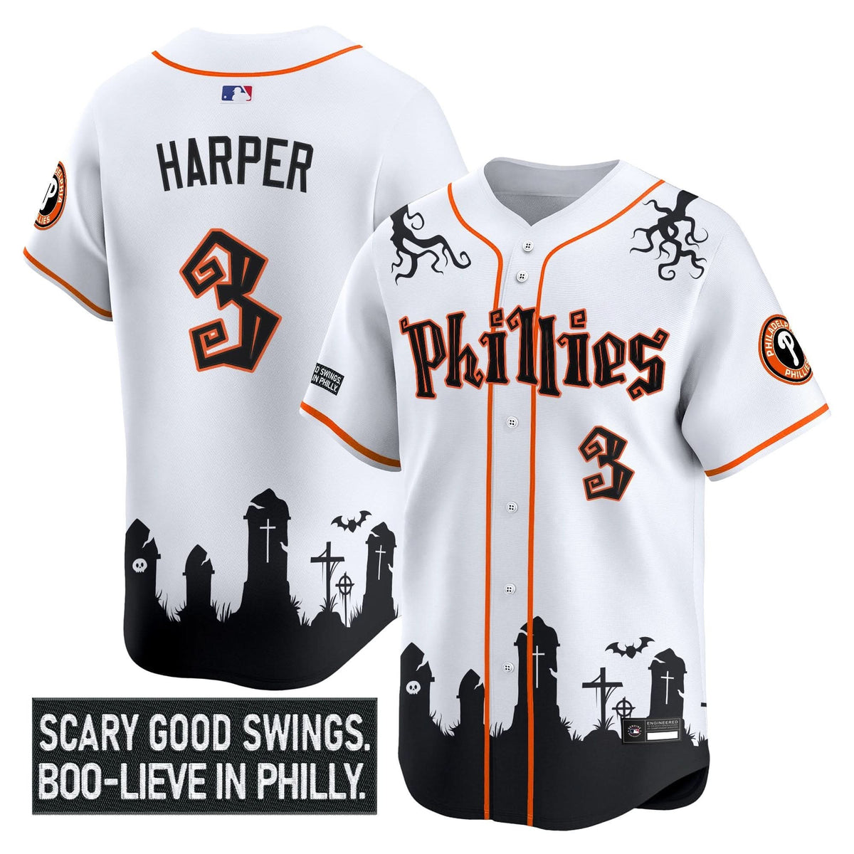 Men's Philadelphia Phillies 'Halloween Spooky Edition' Premier Limited Jersey - Stitched