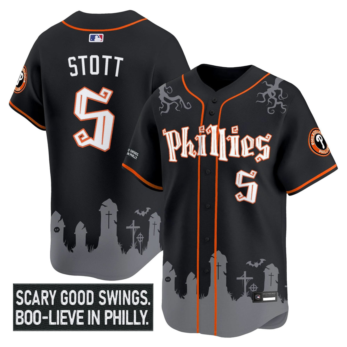 Men's Philadelphia Phillies 'Halloween Spooky Edition' Premier Limited Jersey - Stitched