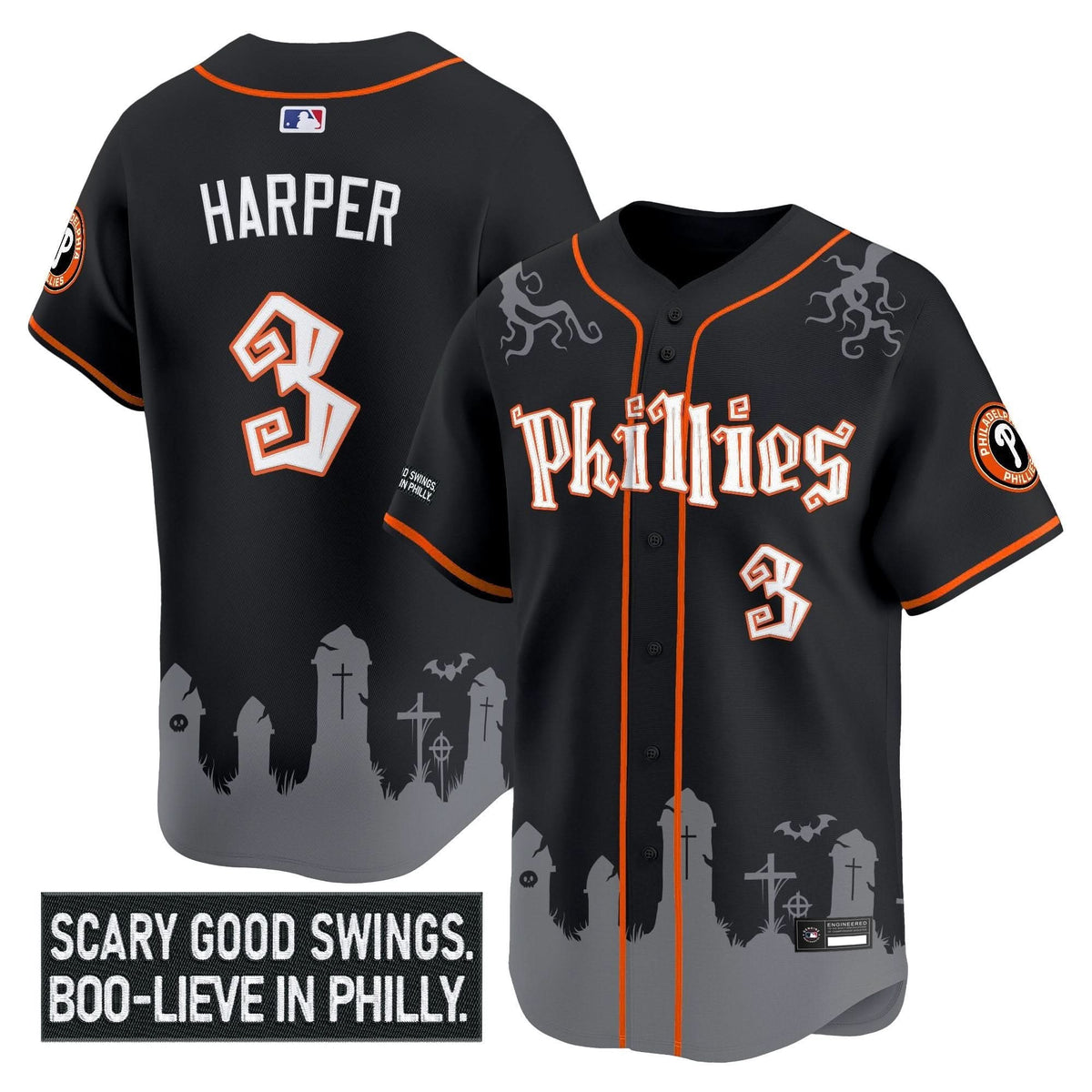 Men's Philadelphia Phillies 'Halloween Spooky Edition' Premier Limited Jersey - Stitched
