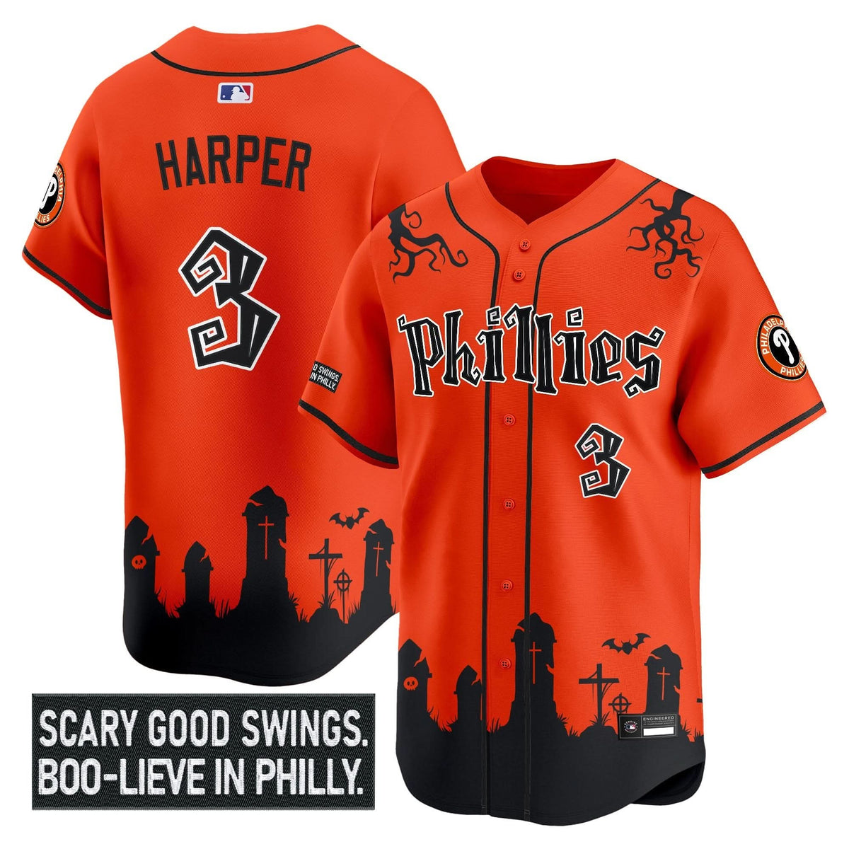 Men's Philadelphia Phillies 'Halloween Spooky Edition' Premier Limited Jersey - Stitched