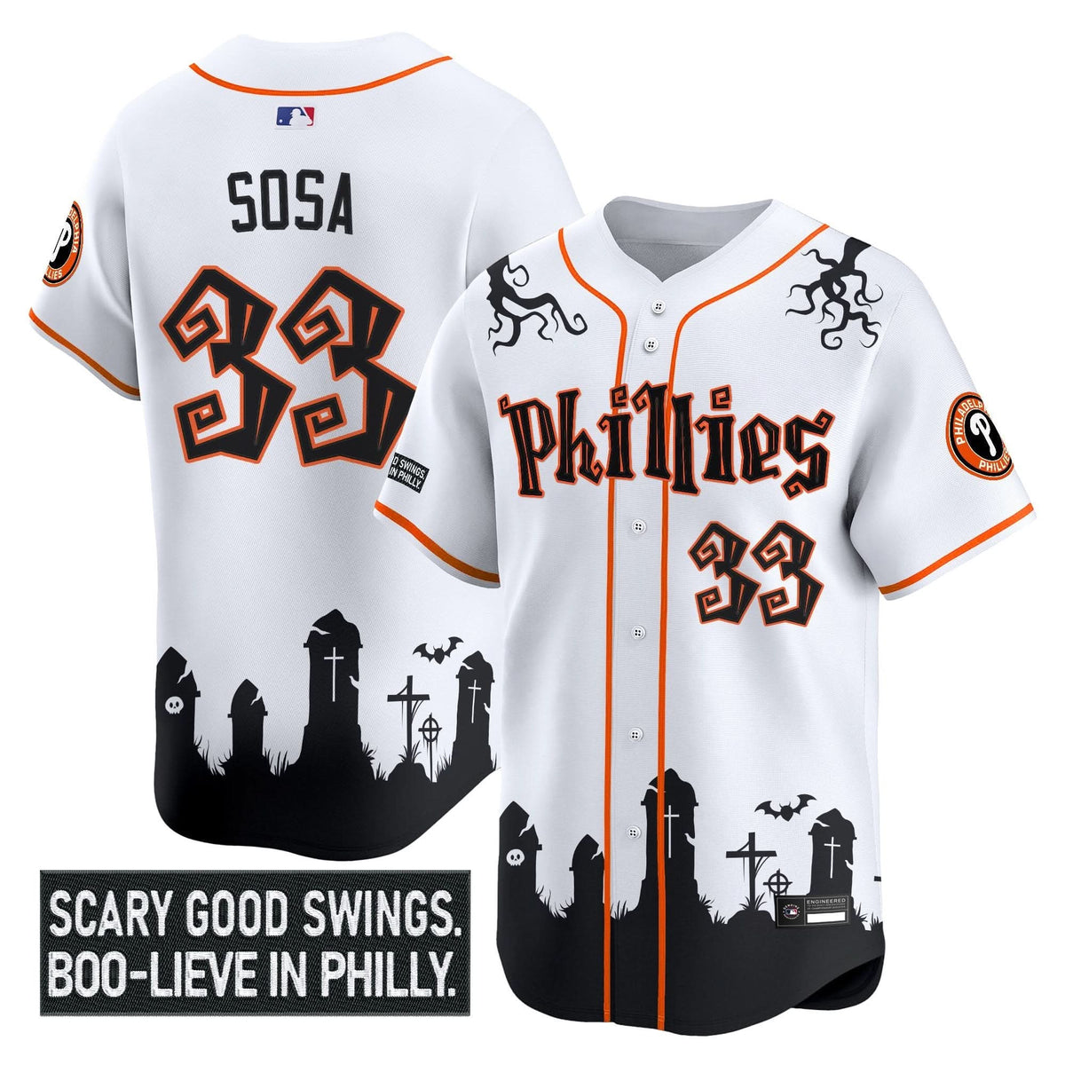 Men's Philadelphia Phillies 'Halloween Spooky Edition' Premier Limited Jersey - Stitched