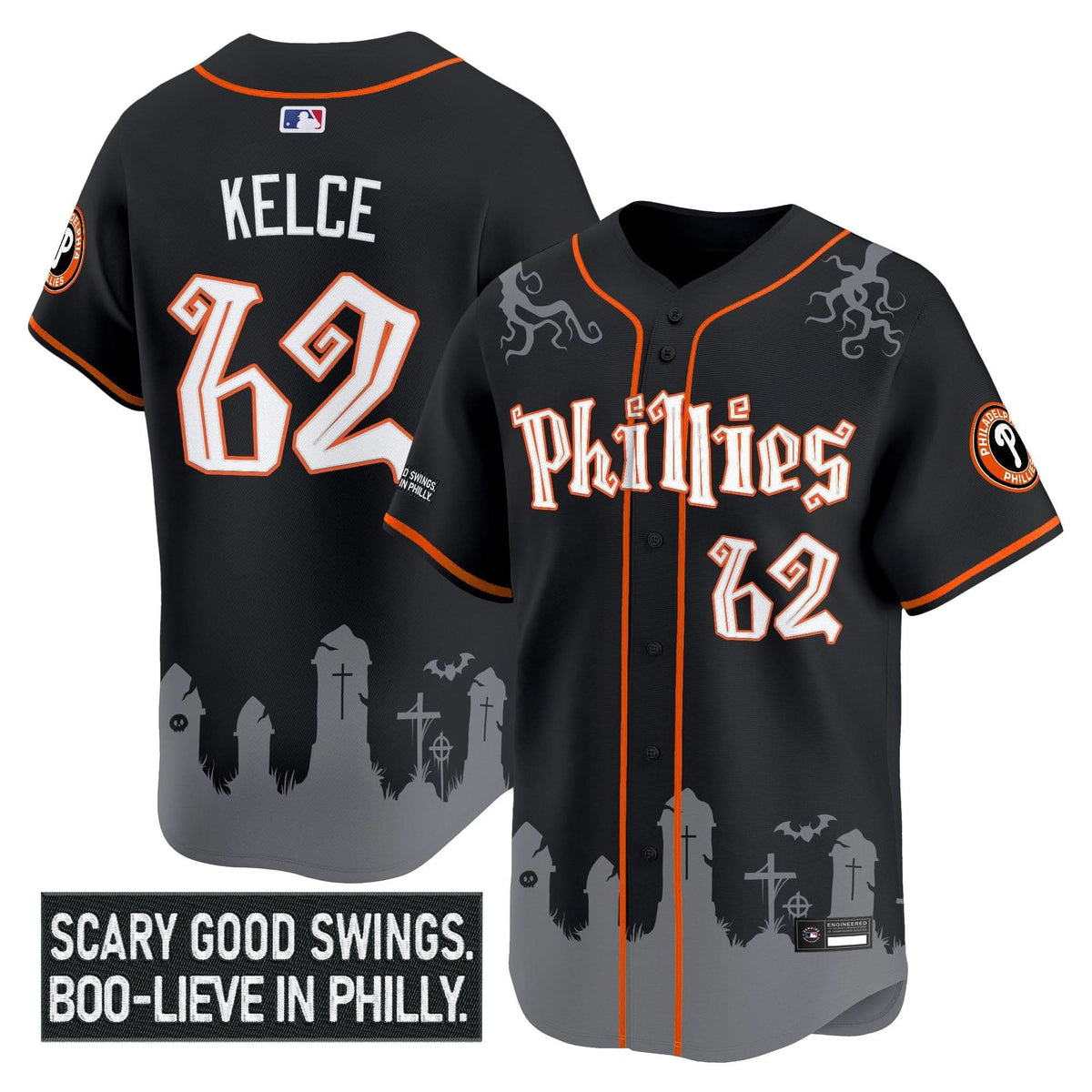 Men's Philadelphia Phillies 'Halloween Spooky Edition' Premier Limited Jersey - Stitched