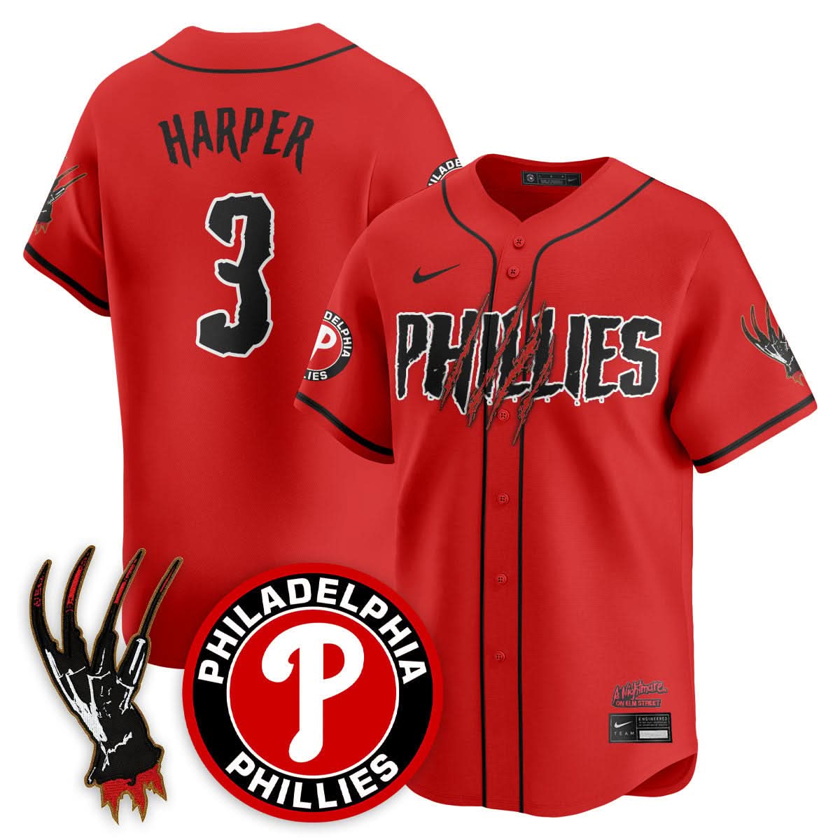 Men's Philadelphia Phillies "A Nightmare on Elm Street" Jersey - Stitched