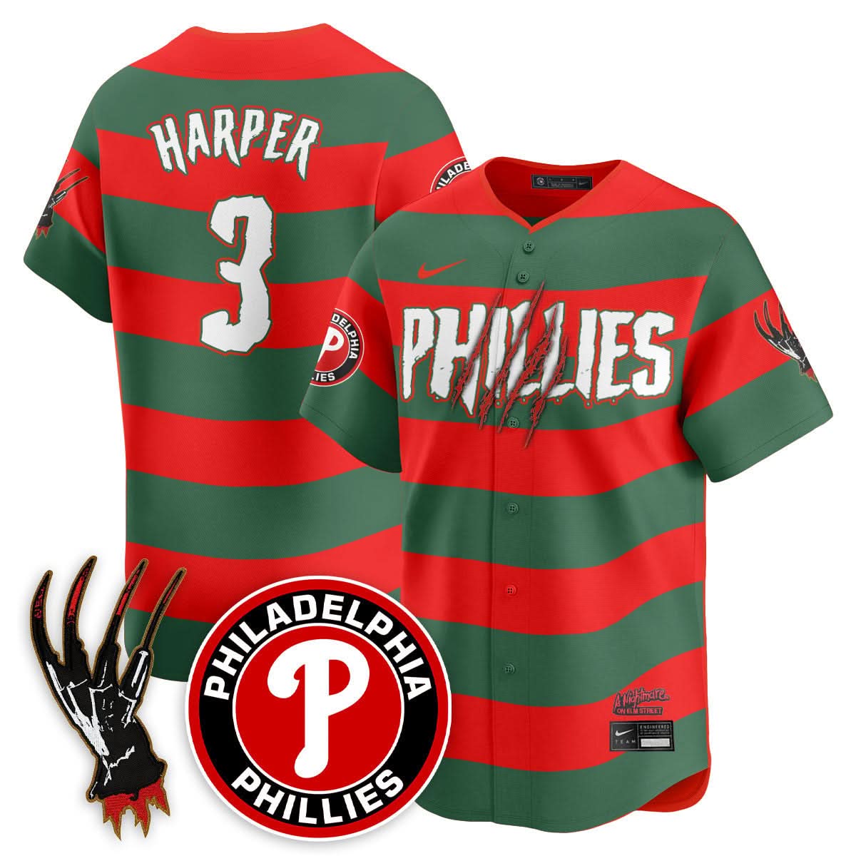 Men's Philadelphia Phillies "A Nightmare on Elm Street" Jersey - Stitched