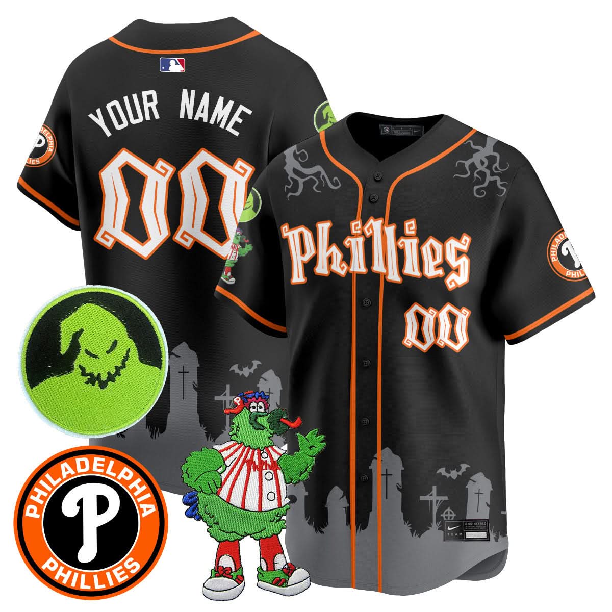 Custom Philadelphia Phillies Oogie Boogie & Phanatic Premier Limited Jersey - All Stitched