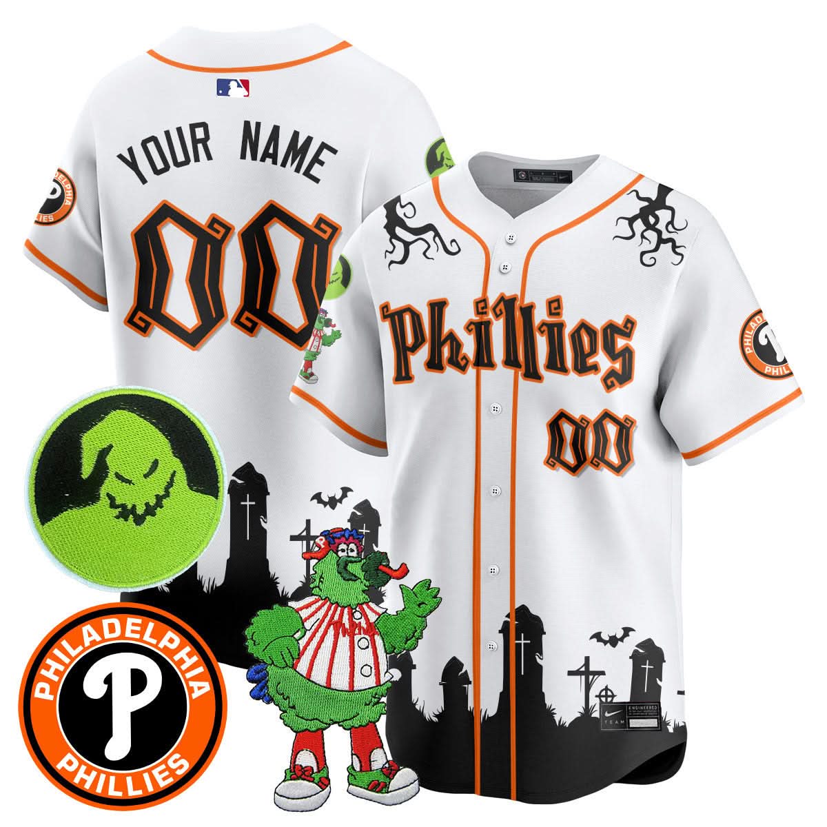 Custom Philadelphia Phillies Oogie Boogie & Phanatic Premier Limited Jersey - All Stitched