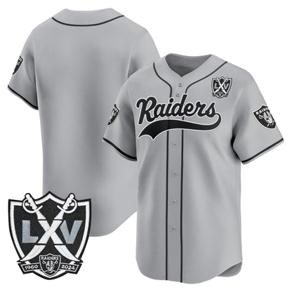 Las Vegas Raiders 65th Anniversary Patch Vapor Baseball Jersey - All Stitched