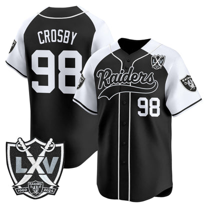 Las Vegas Raiders 65th Anniversary Patch Vapor Baseball Jersey - All Stitched