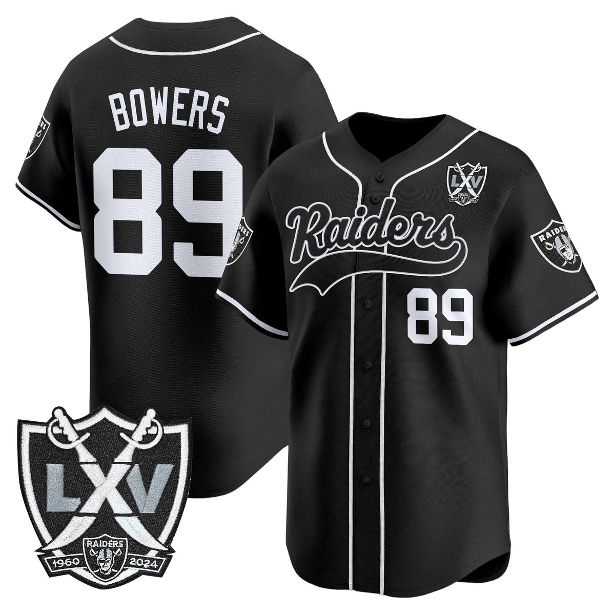 Las Vegas Raiders 65th Anniversary Patch Vapor Baseball Jersey - All Stitched
